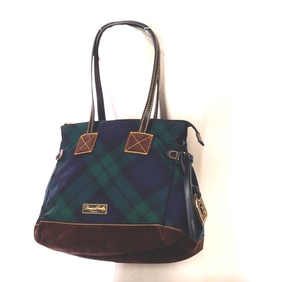 Dooney & Bourke Large Black Watch Tartan Plaid Shoulder Bag w/Wristlet (2pcs.) - Picture 3 of 14